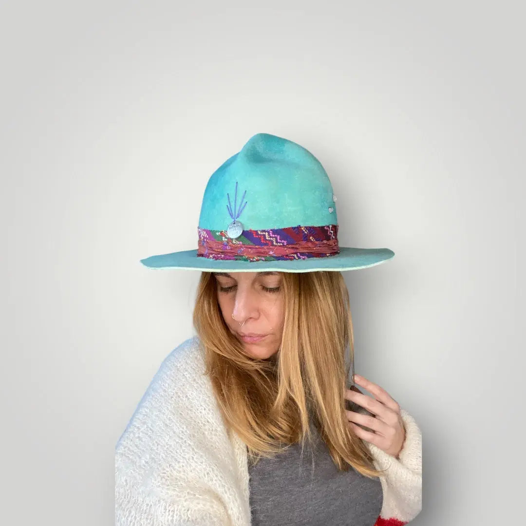 Boho Hut - Fedora Hut "Azul" dein handgemachter Festivalbegleiter Wild at Noon